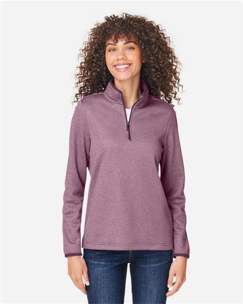CORE365 CE73W - Women's Venture Heathered Stripe Quarter-Zip Pullover