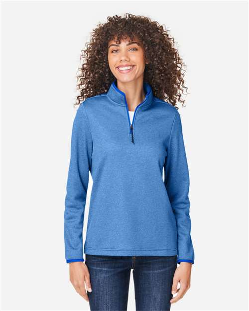 CORE365 CE73W - Women's Venture Heathered Stripe Quarter-Zip Pullover