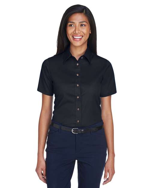 Harriton M500SW - Women's Easy Blend™ Short Sleeve Twill Dress Shirt with Stain-Release