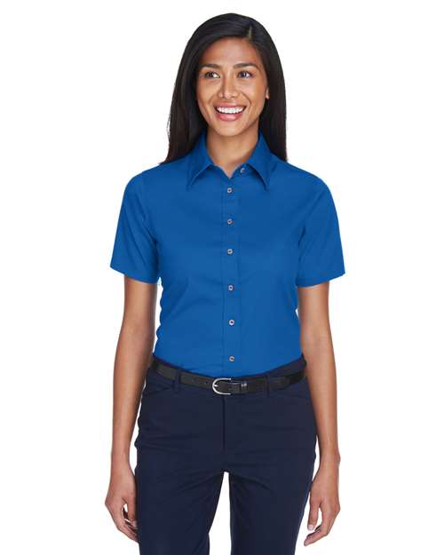 Harriton M500SW - Women's Easy Blend™ Short Sleeve Twill Dress Shirt with Stain-Release