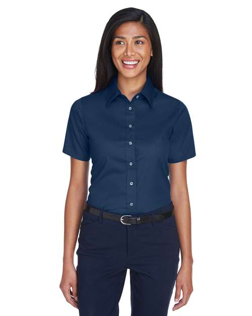 Harriton M500SW - Women's Easy Blend™ Short Sleeve Twill Dress Shirt with Stain-Release