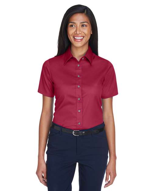Harriton M500SW - Women's Easy Blend™ Short Sleeve Twill Dress Shirt with Stain-Release