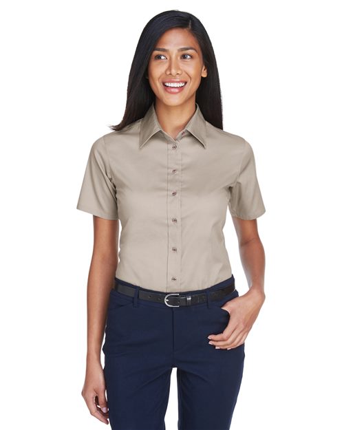 Harriton M500SW - Women's Easy Blend™ Short Sleeve Twill Dress Shirt with Stain-Release