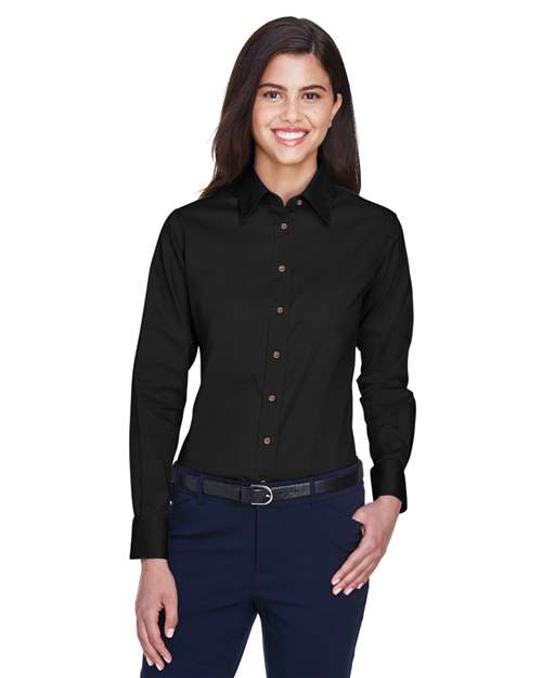 Harriton M500W - Women's Easy Blend™ Long Sleeve Twill Dress Shirt with Stain-Release