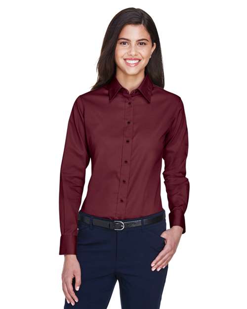Harriton M500W - Women's Easy Blend™ Long Sleeve Twill Dress Shirt with Stain-Release