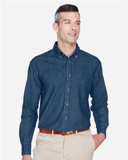 Harriton M550T - Men's Tall Denim Shirt