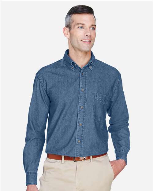 Harriton M550T - Men's Tall Denim Shirt